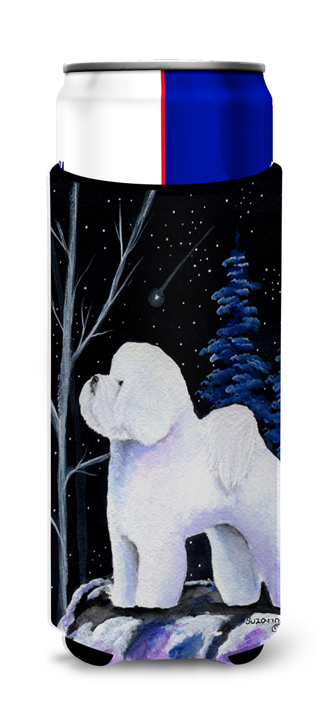 Starry Night Bichon Frise Ultra Beverage Insulators for slim cans SS8397MUK.