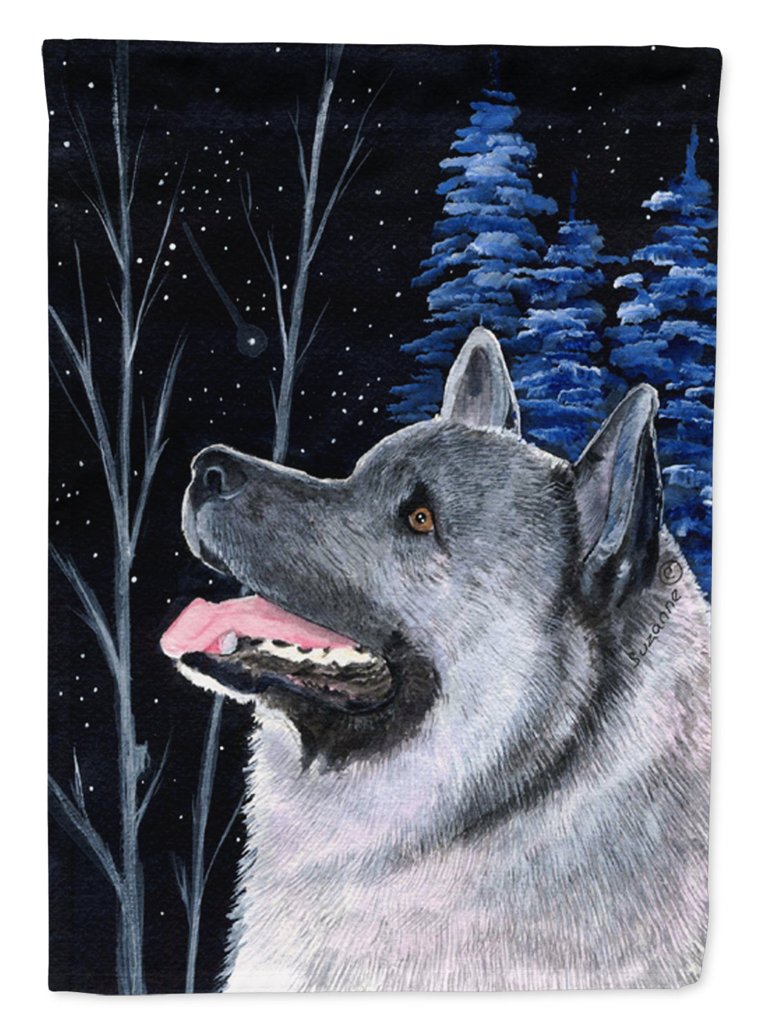 Starry Night Norwegian Elkhound Flag Canvas House Size