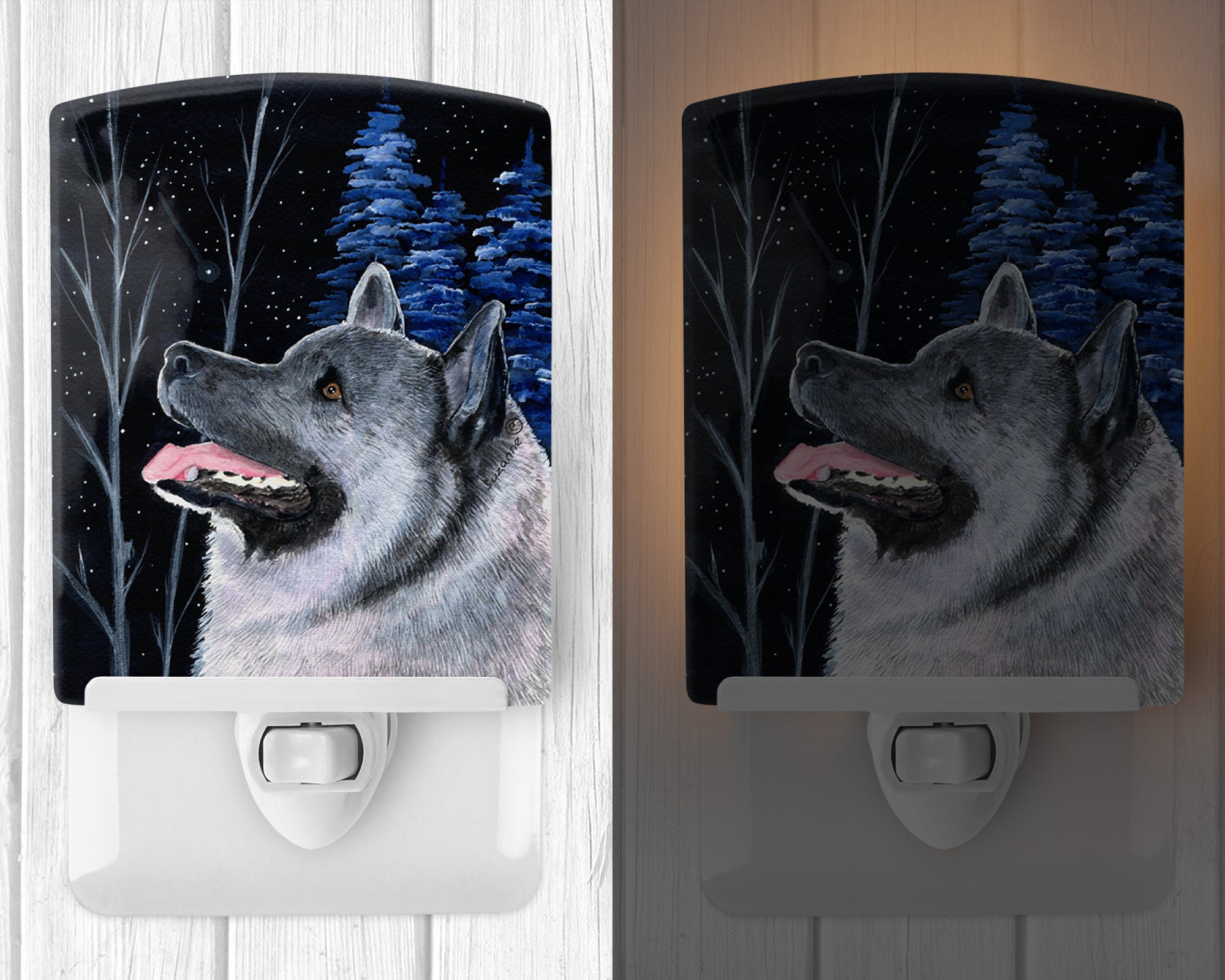 Starry Night Norwegian Elkhound Ceramic Night Light SS8398CNL - the-store.com