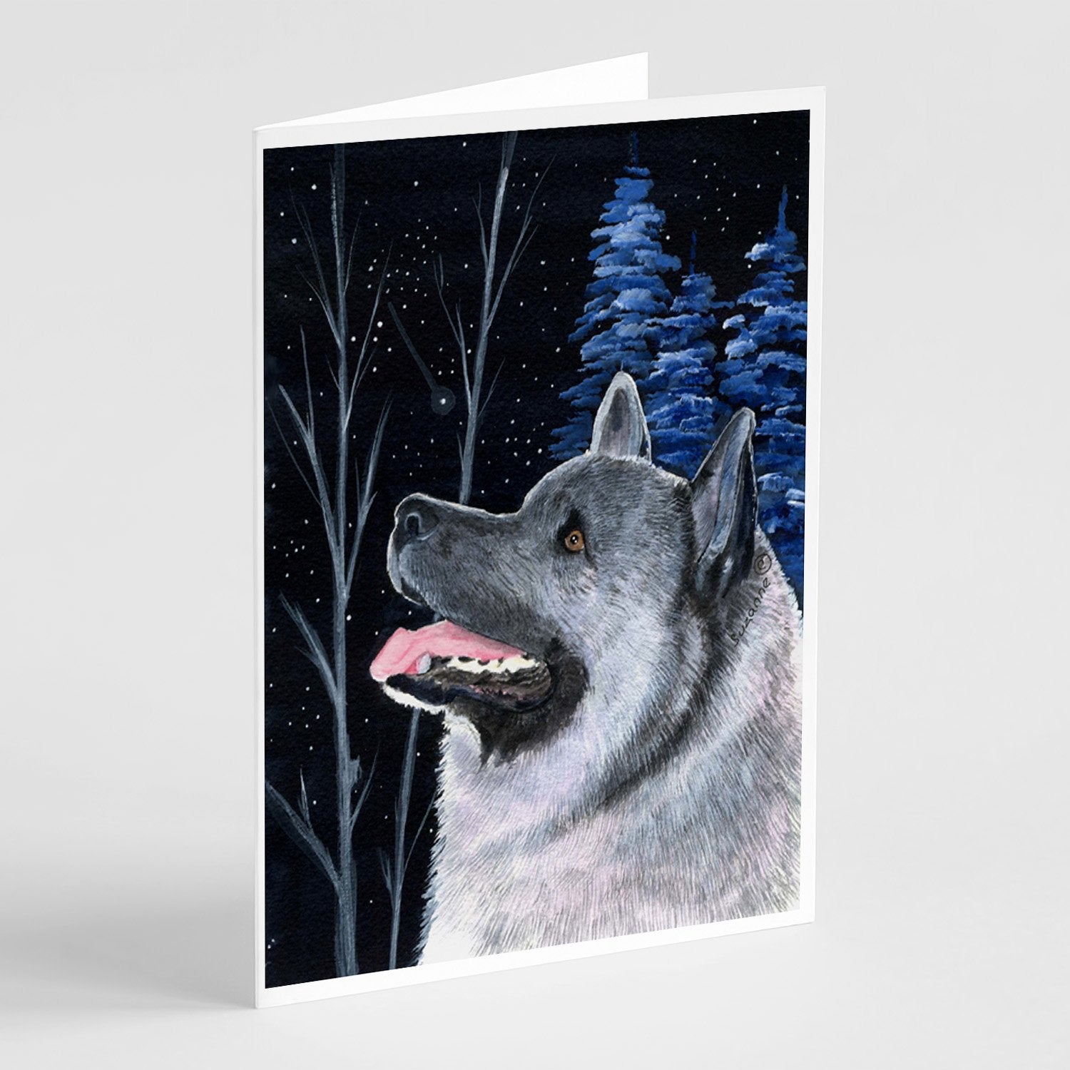 Buy this Starry Night Norwegian Elkhound Greeting Cards and Envelopes Pack of 8