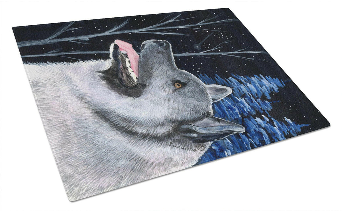Starry Night Norwegian Elkhound Glass Cutting Board Large by Caroline&#39;s Treasures