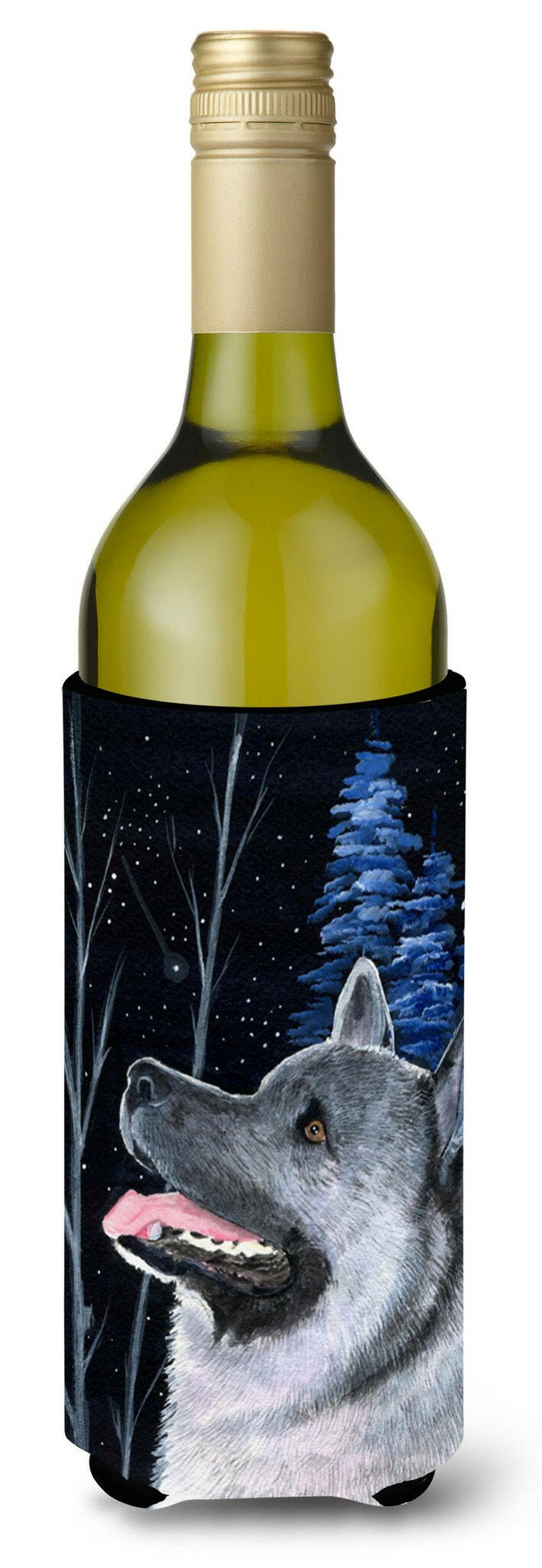 Starry Night Norwegian Elkhound Wine Bottle Beverage Insulator Beverage Insulator Hugger by Caroline&#39;s Treasures