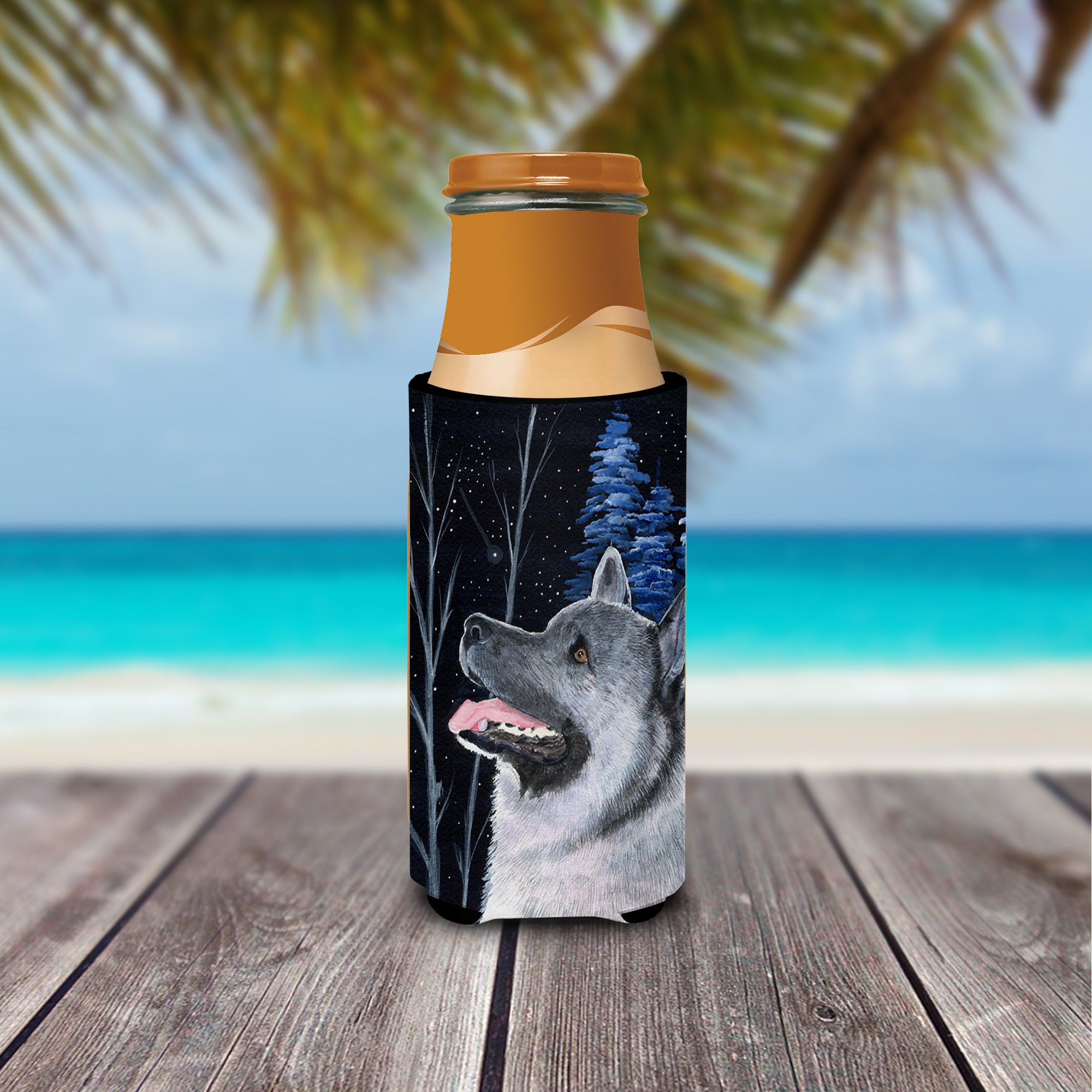 Starry Night Norwegian Elkhound Ultra Beverage Insulators for slim cans SS8398MUK