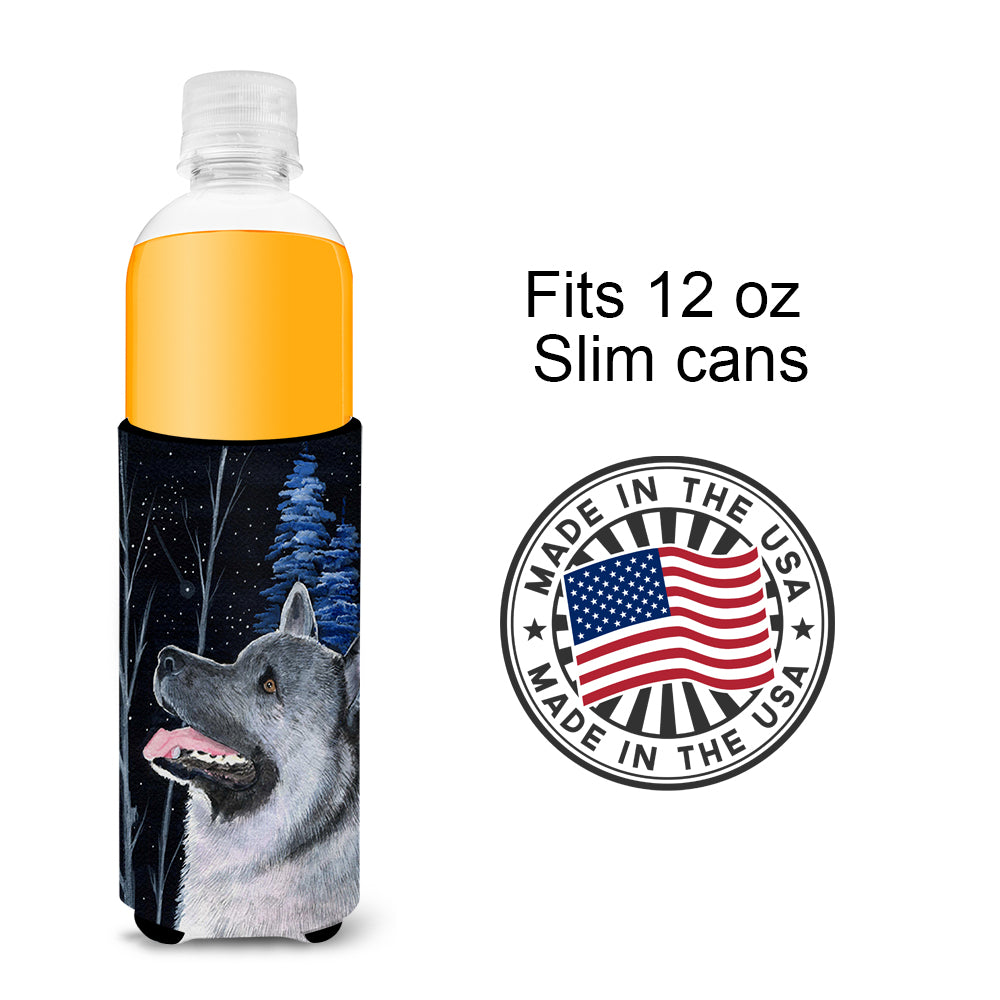 Starry Night Norwegian Elkhound Ultra Beverage Insulators for slim cans SS8398MUK.