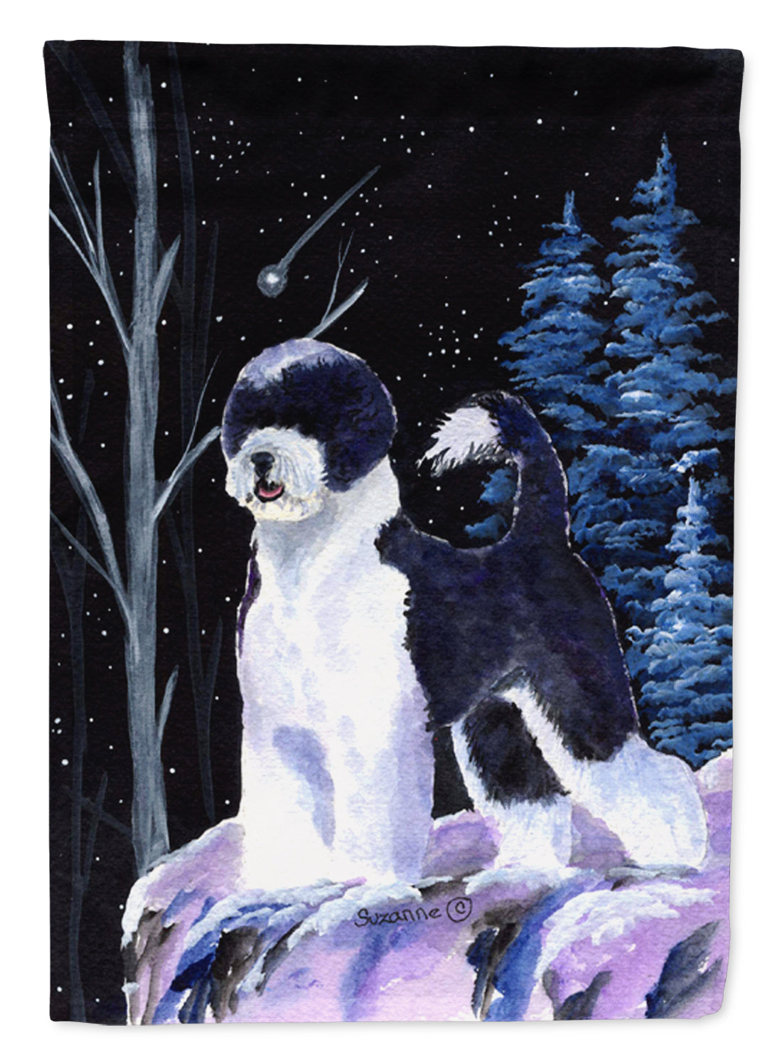 Starry Night Portuguese Water Dog Flag Canvas House Size