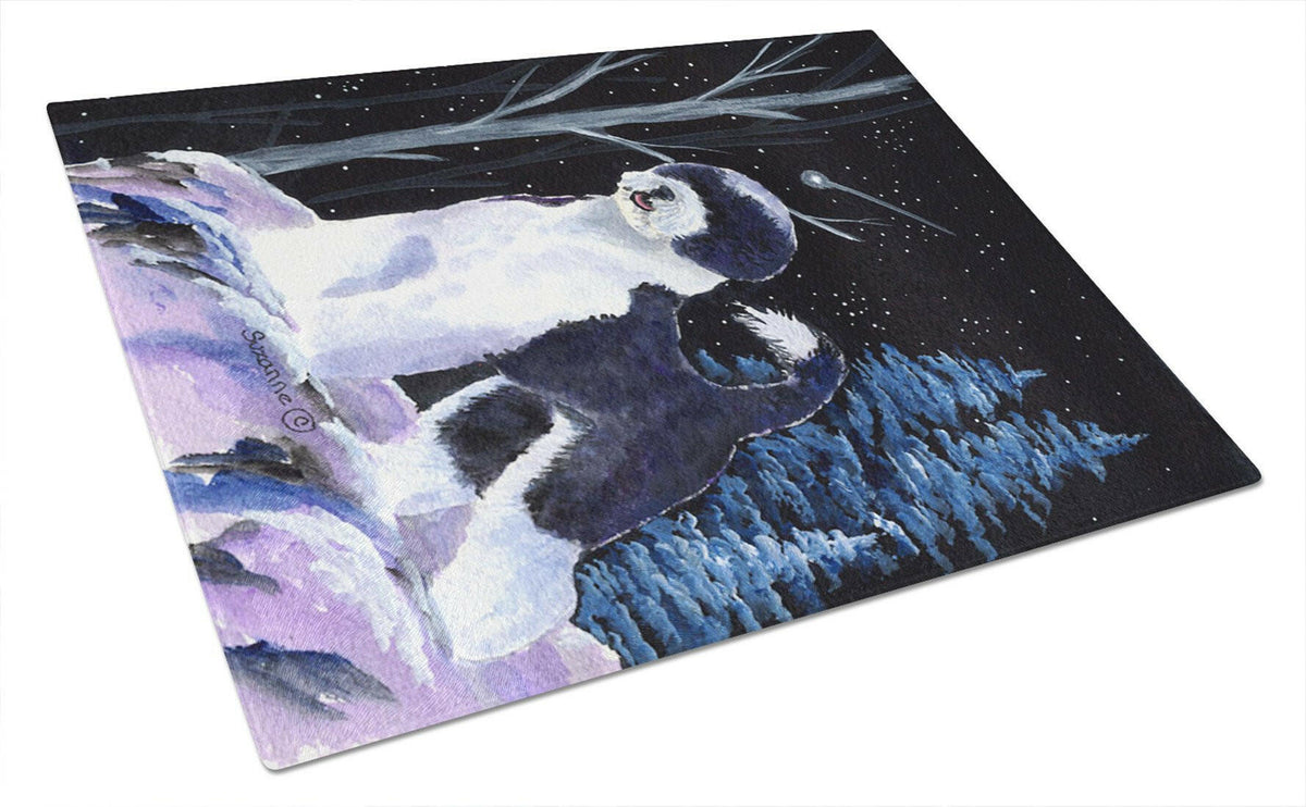 Starry Night Portuguese Water Dog Glass Cutting Board Large by Caroline&#39;s Treasures