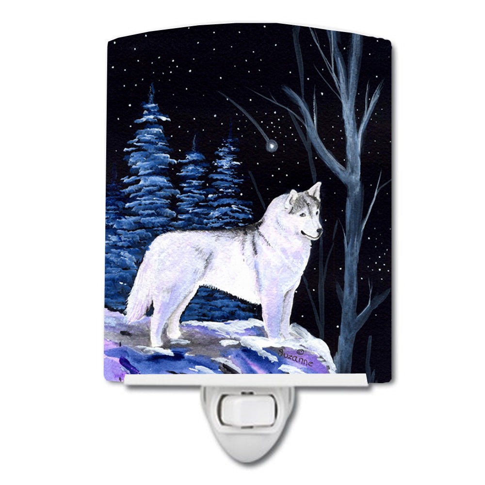 Starry Night Siberian Husky Ceramic Night Light SS8400CNL - the-store.com