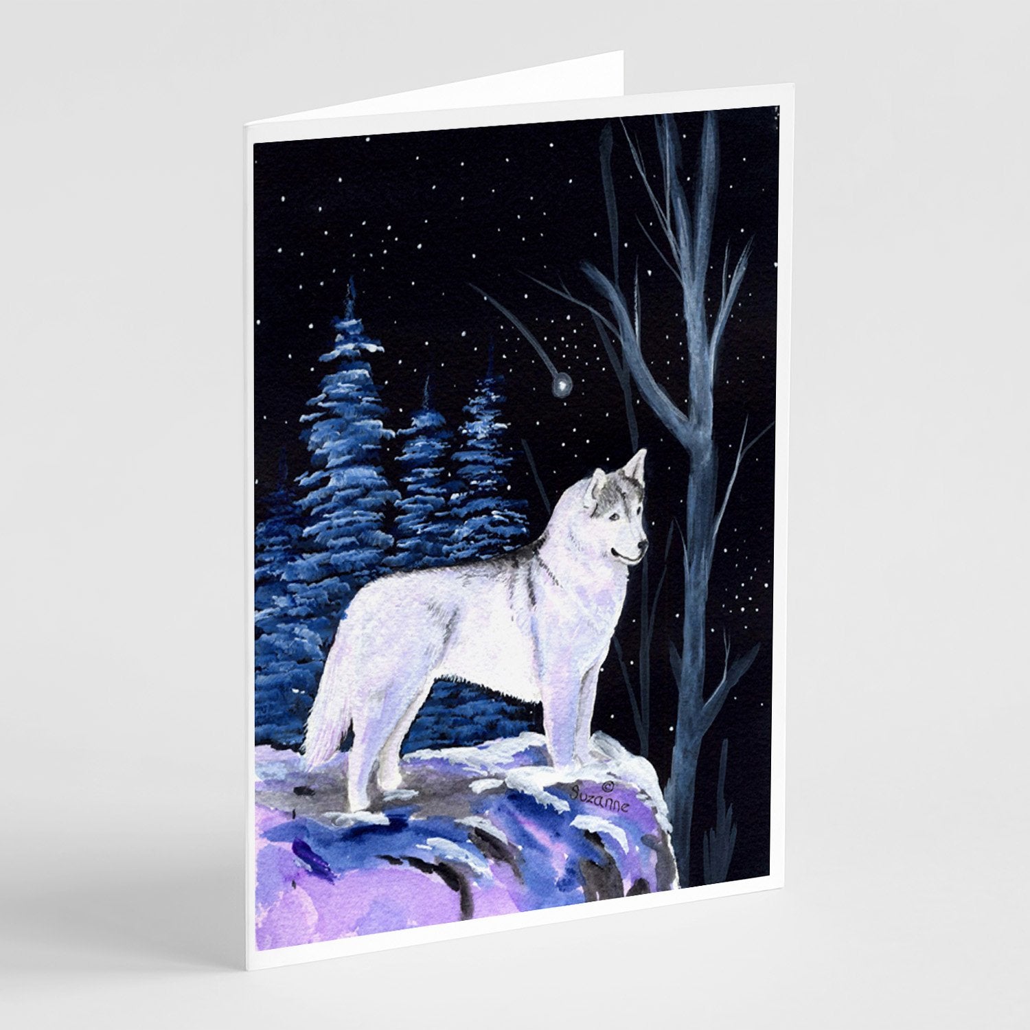 Buy this Starry Night Siberian Husky Greeting Cards and Envelopes Pack of 8