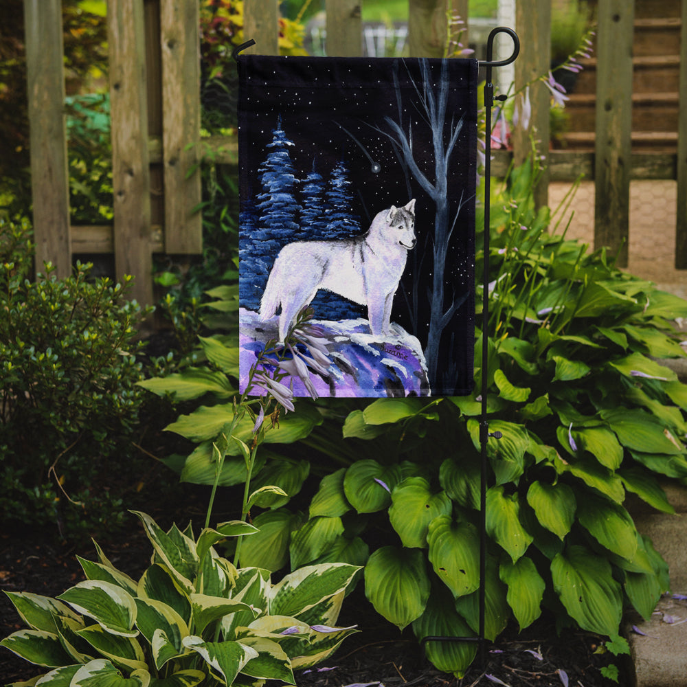 Caroline's Treasures Starry Night Siberian Husky Garden Flag - Outdoor Decorative Yard Flag