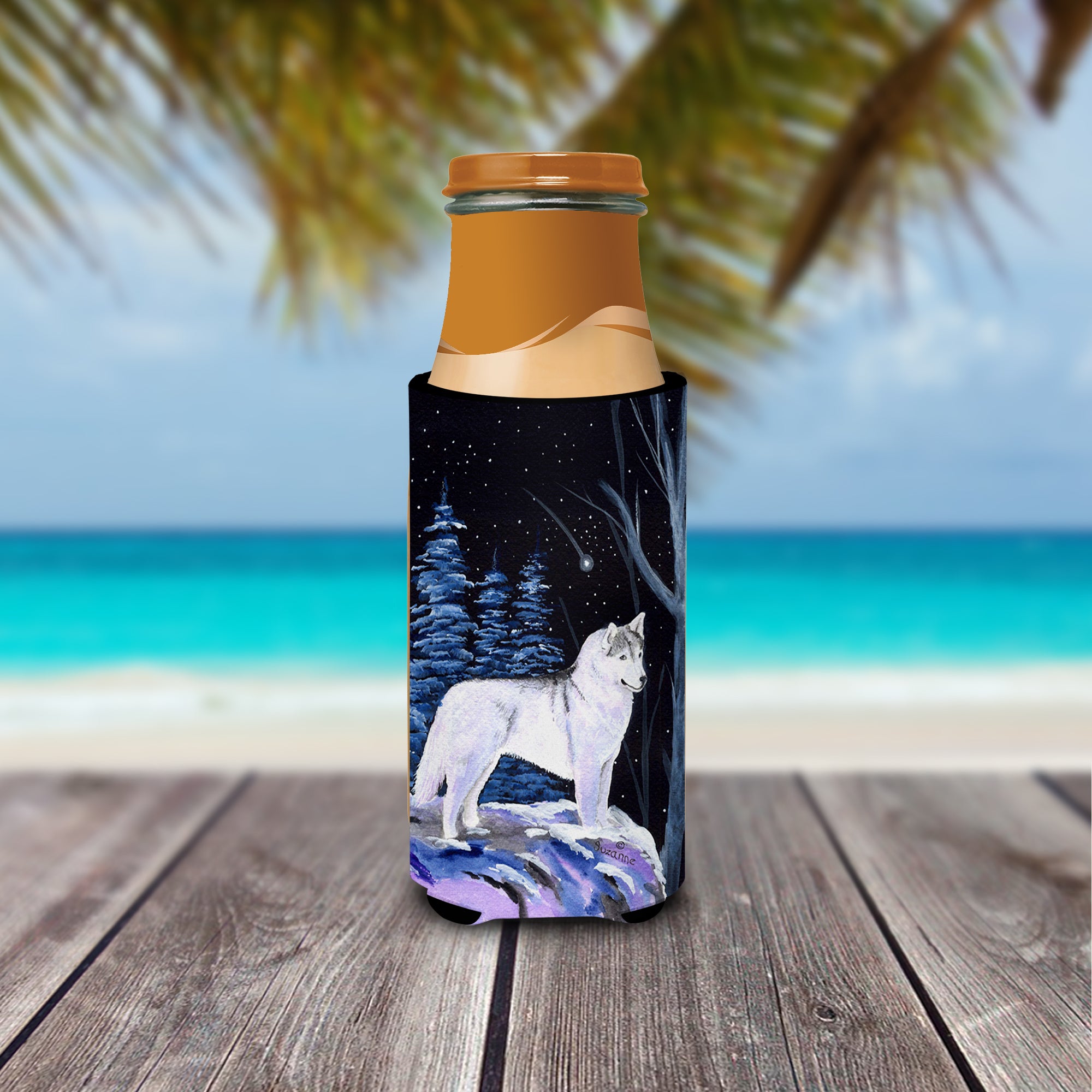 Starry Night Siberian Husky Ultra Beverage Insulators for slim cans SS8400MUK