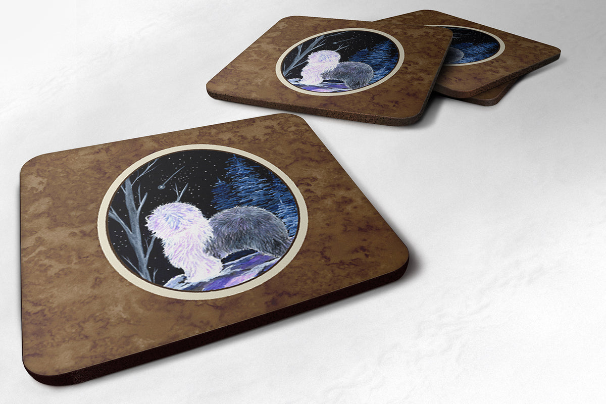Starry Night Old English Sheepdog Foam Coasters Set of 4 - the-store.com