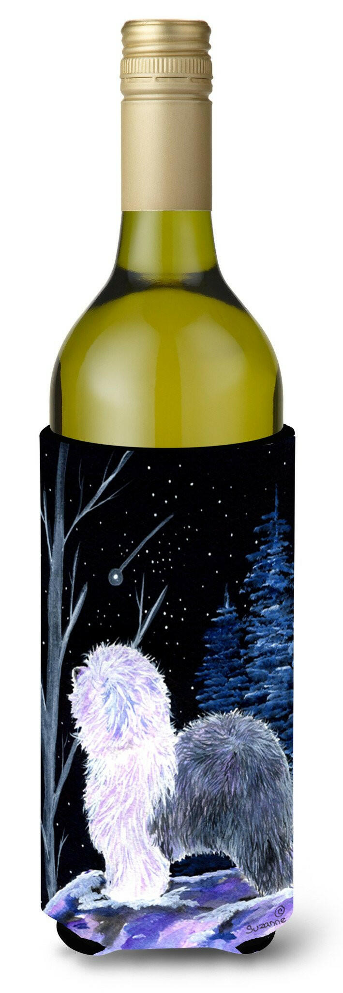Starry Night Old English Sheepdog Wine Bottle Beverage Insulator Beverage Insulator Hugger by Caroline&#39;s Treasures