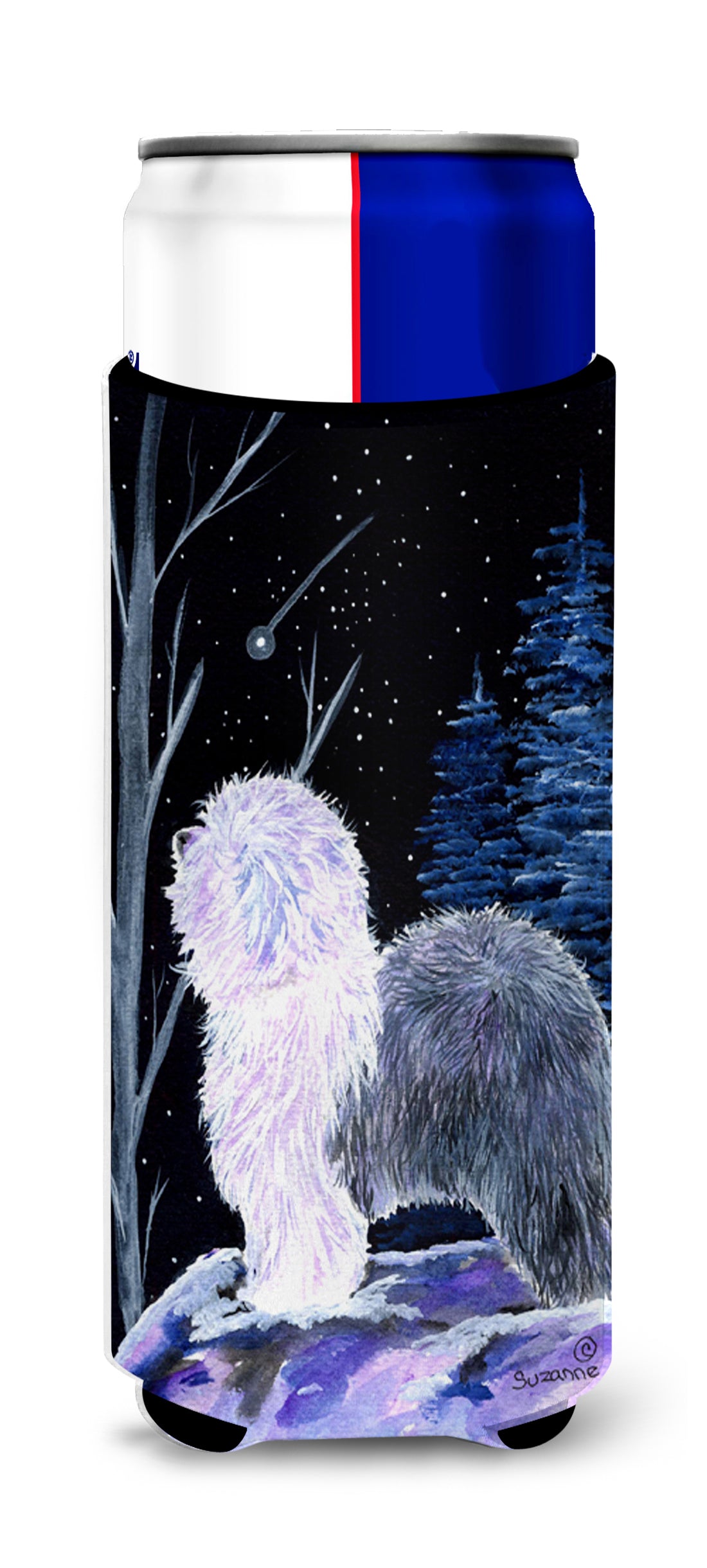 Starry Night Old English Sheepdog Ultra Beverage Insulators for slim cans SS8401MUK.