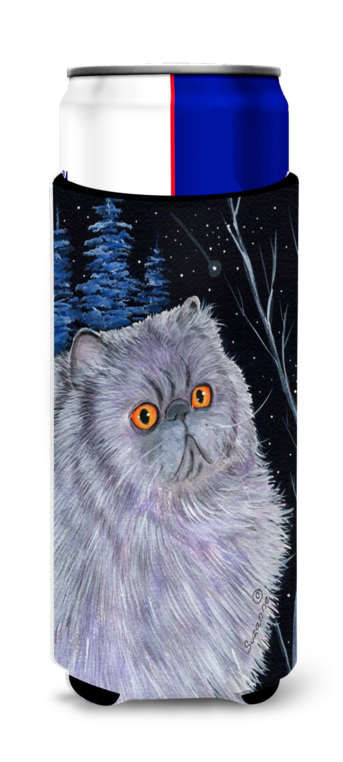 Starry Night Cat - Persian Ultra Beverage Insulators for slim cans SS8402MUK.