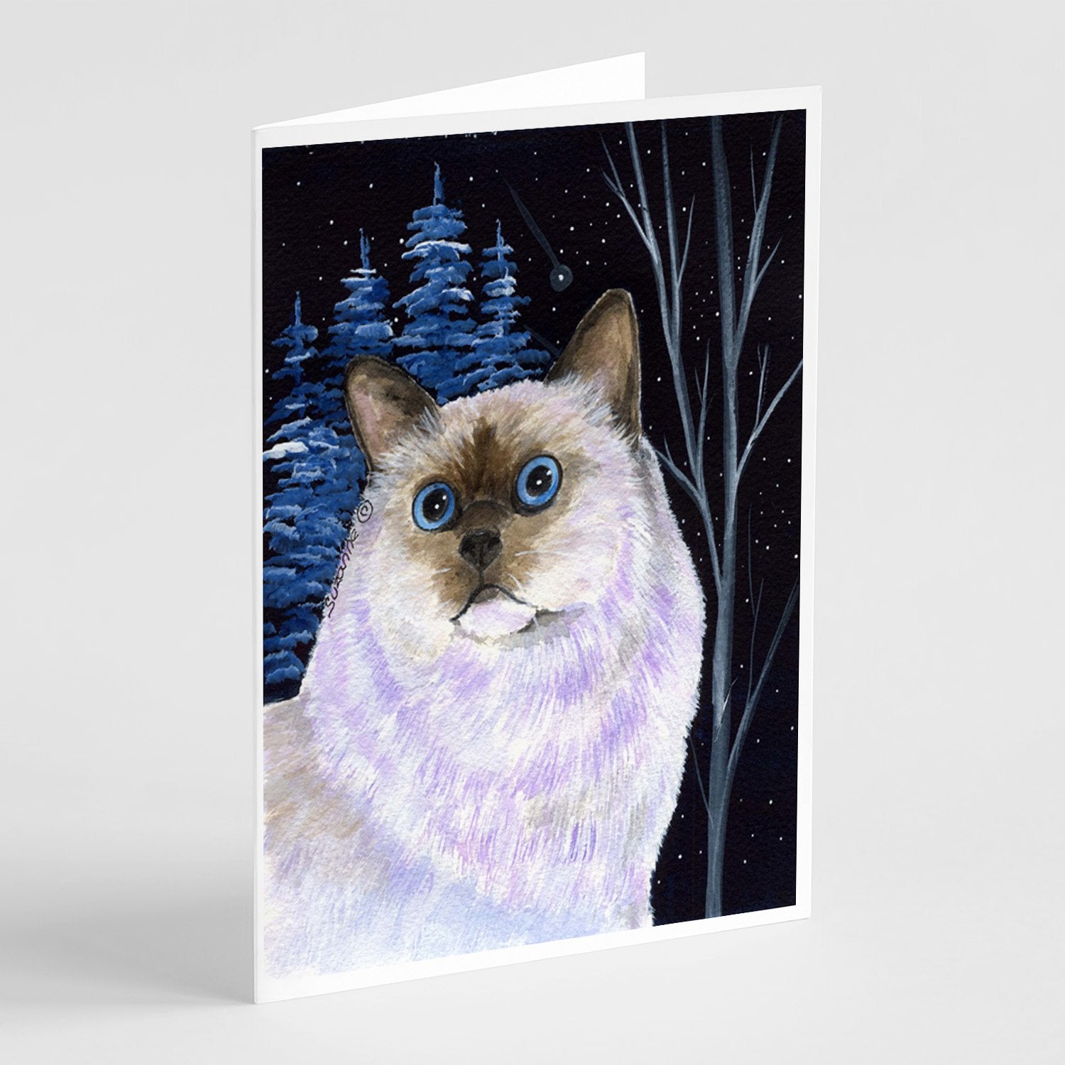 Buy this Starry Night Cat - Birman Greeting Cards and Envelopes Pack of 8