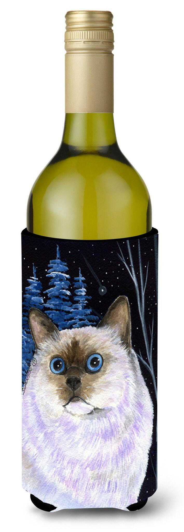 Starry Night Cat - Birman Wine Bottle Beverage Insulator Beverage Insulator Hugger by Caroline&#39;s Treasures