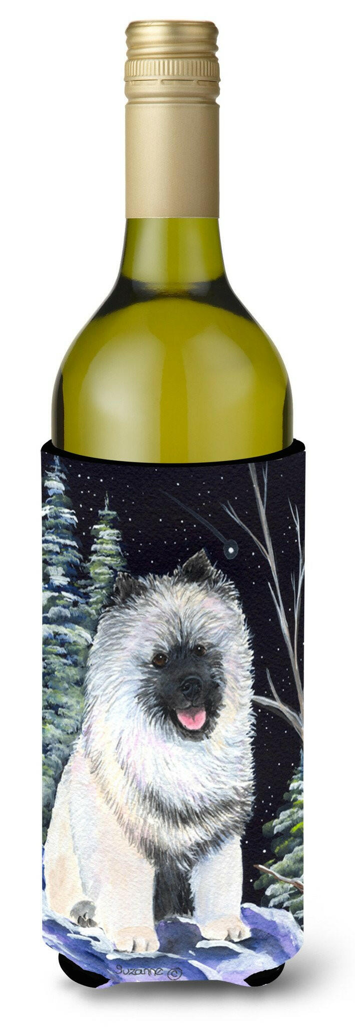 Starry Night Keeshond Wine Bottle Beverage Insulator Beverage Insulator Hugger SS8404LITERK by Caroline&#39;s Treasures