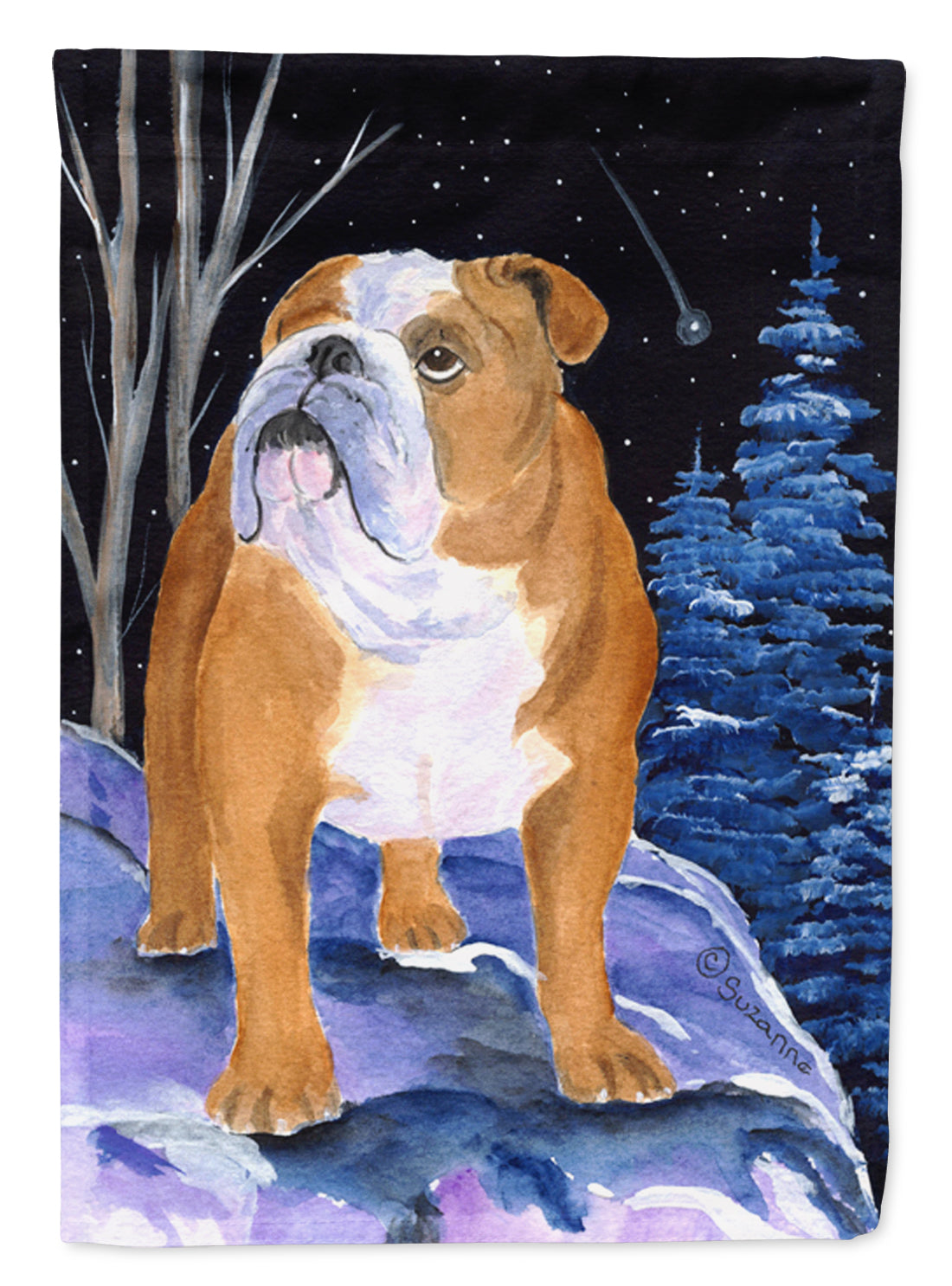 Starry Night English Bulldog Drapeau Taille de la maison en toile