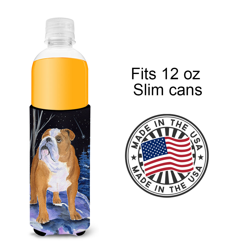 Starry Night English Bulldog Ultra Beverage Insulators for slim cans SS8405MUK.