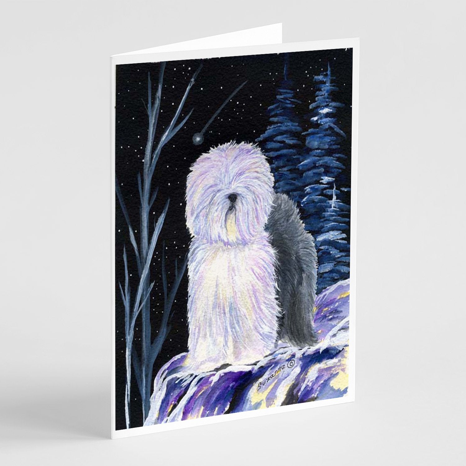 Buy this Starry Night Old English Sheepdog Greeting Cards and Envelopes Pack of 8