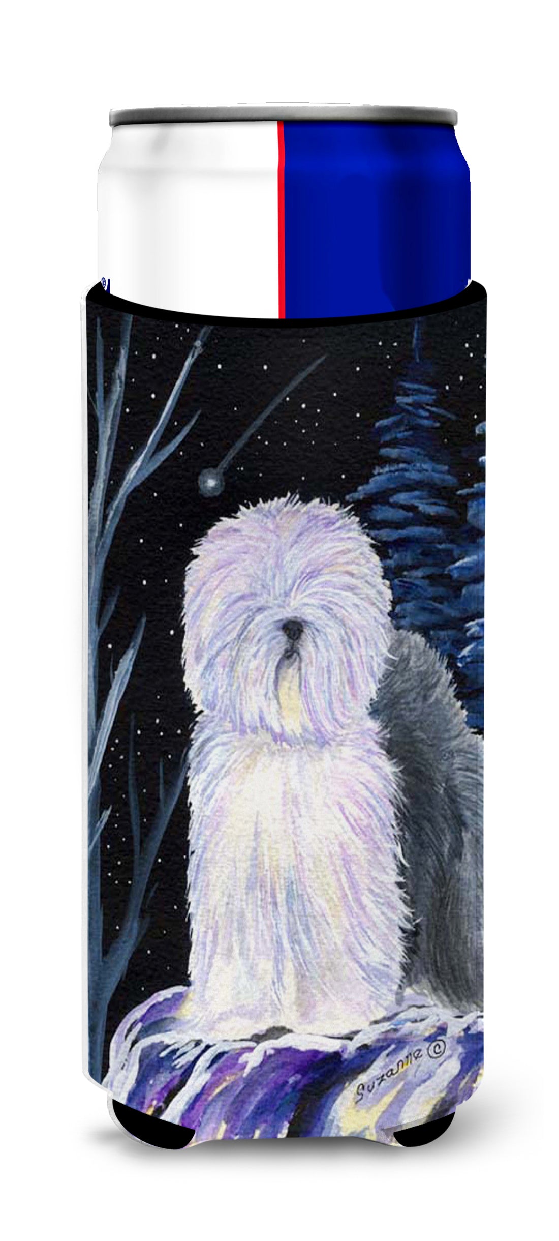 Starry Night Old English Sheepdog Ultra Beverage Insulators for slim cans SS8406MUK