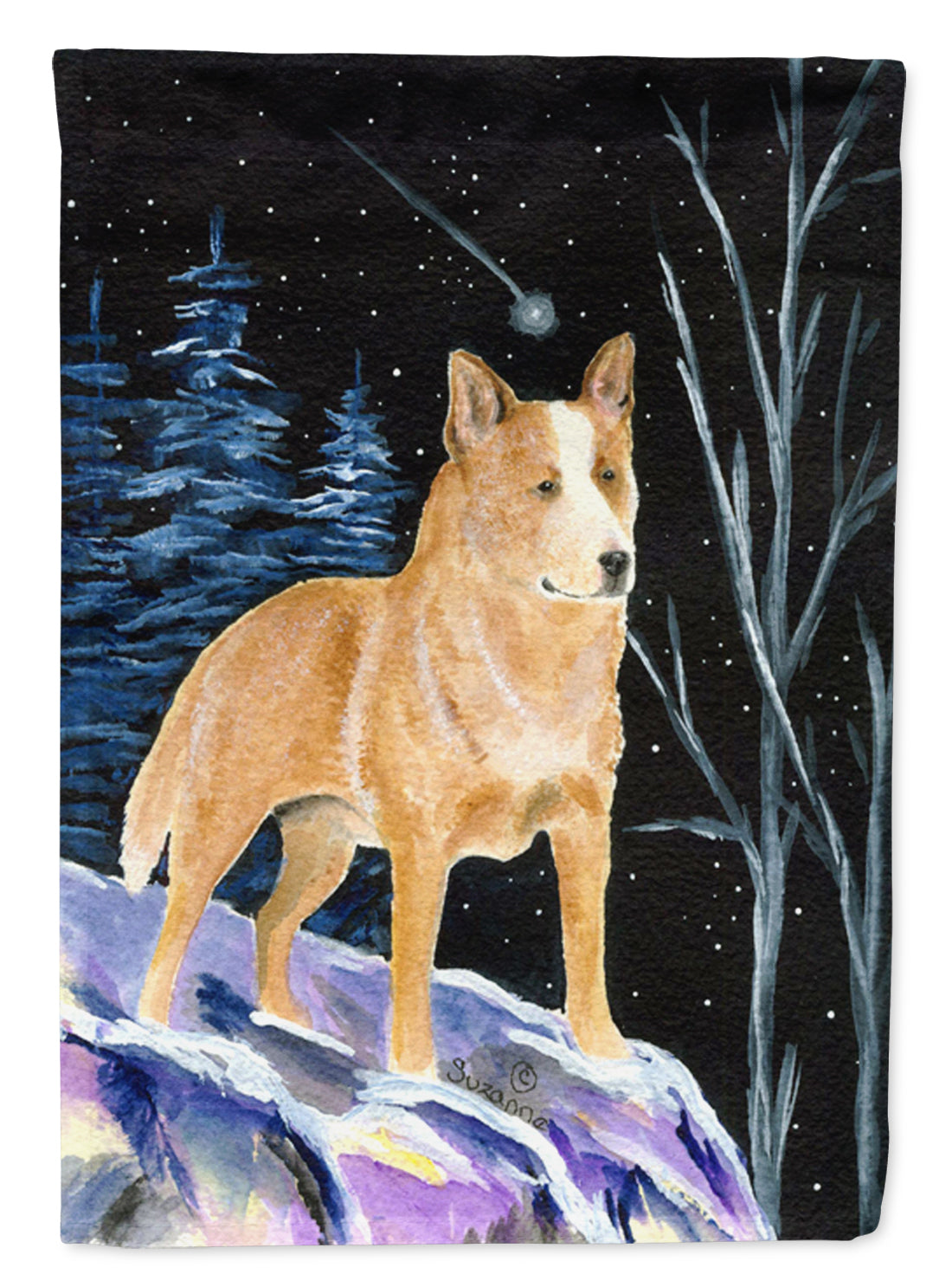 Starry Night Australian Cattle Dog Flag Canvas House Size  the-store.com.
