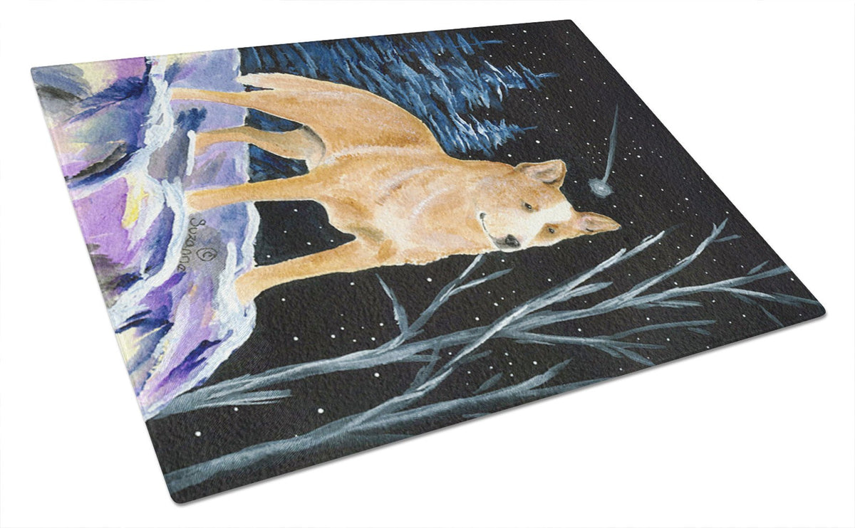Starry Night Australian Cattle Dog Glass Cutting Board Large by Caroline&#39;s Treasures
