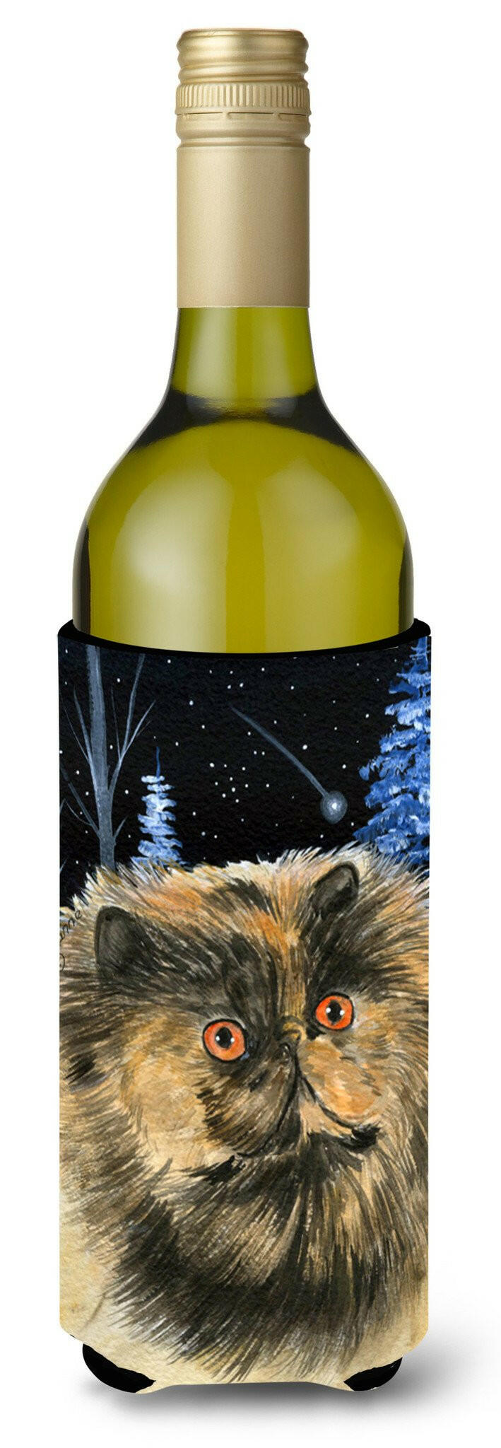 Starry Night Cat - Persian Wine Bottle Beverage Insulator Beverage Insulator Hugger SS8408LITERK by Caroline&#39;s Treasures