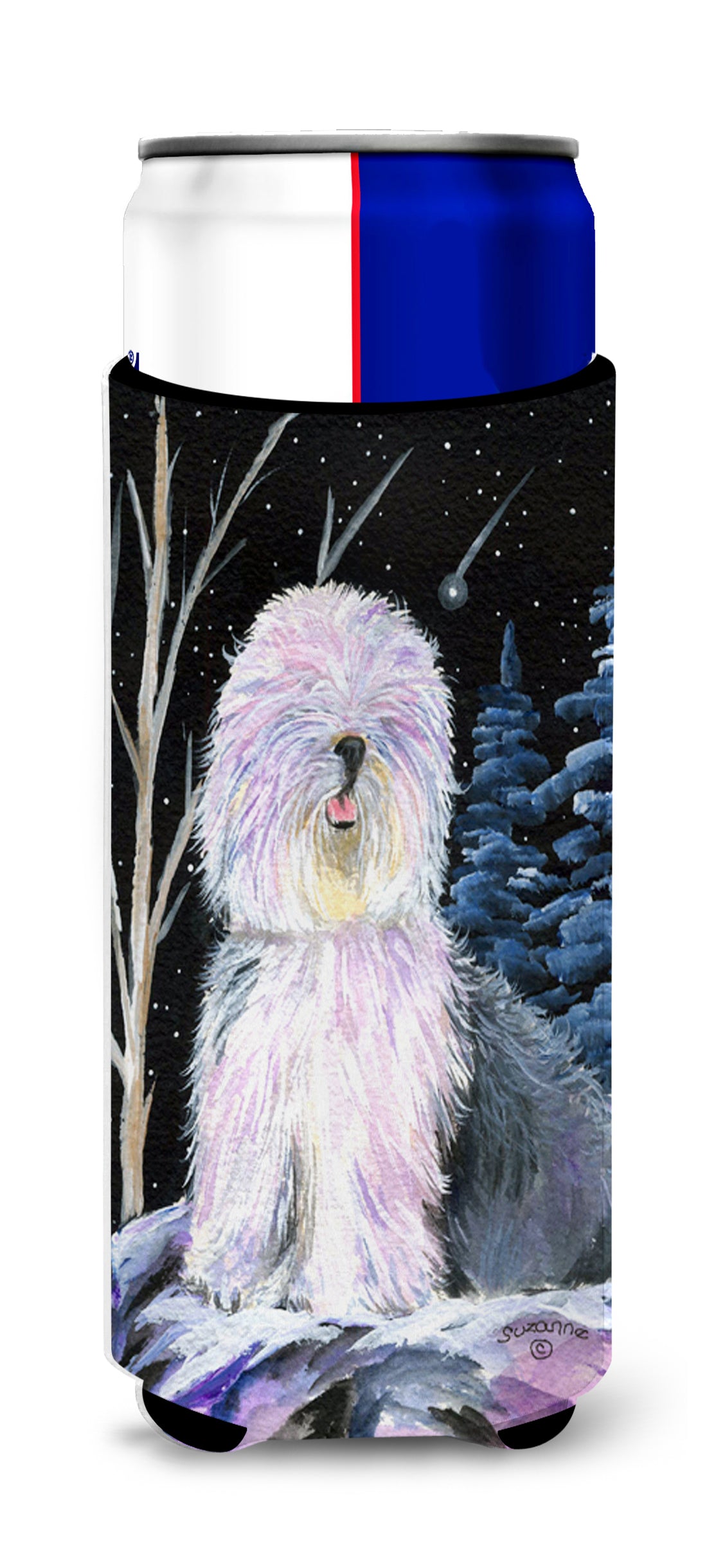 Starry Night Old English Sheepdog Ultra Beverage Insulators for slim cans SS8409MUK.