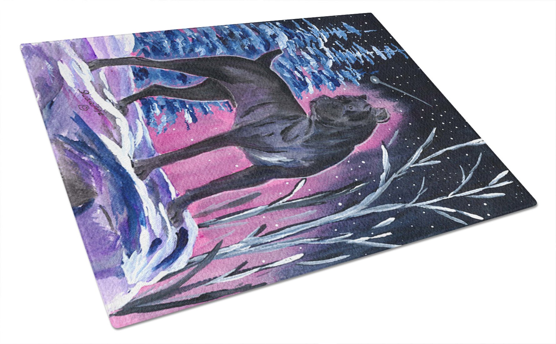 Starry Night Cane Corso Glass Cutting Board Large by Caroline's Treasures
