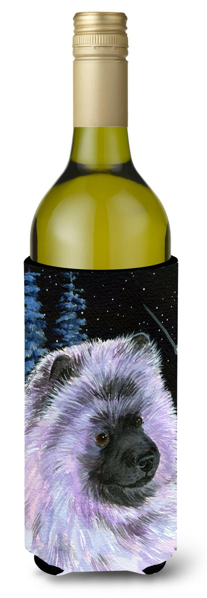 Starry Night Keeshond Wine Bottle Beverage Insulator Beverage Insulator Hugger SS8412LITERK by Caroline&#39;s Treasures