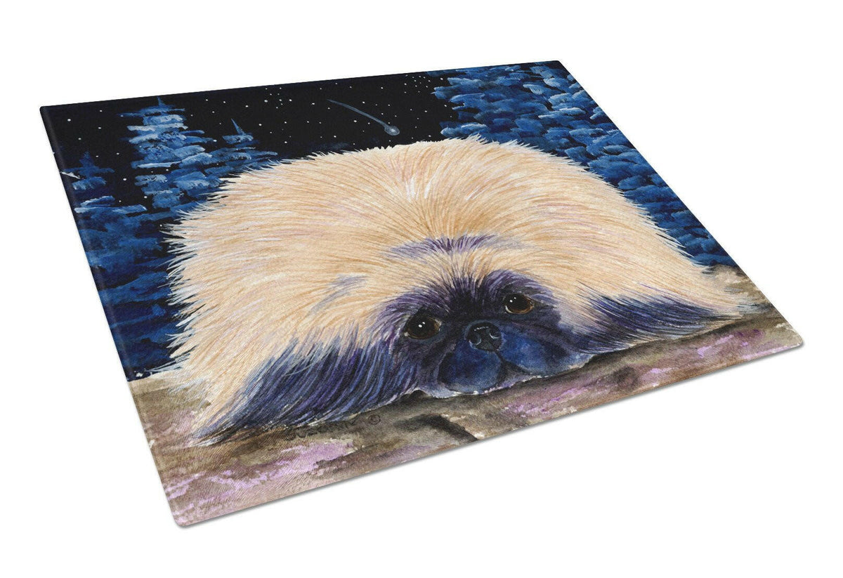 Starry Night Pekingese Glass Cutting Board Large by Caroline&#39;s Treasures