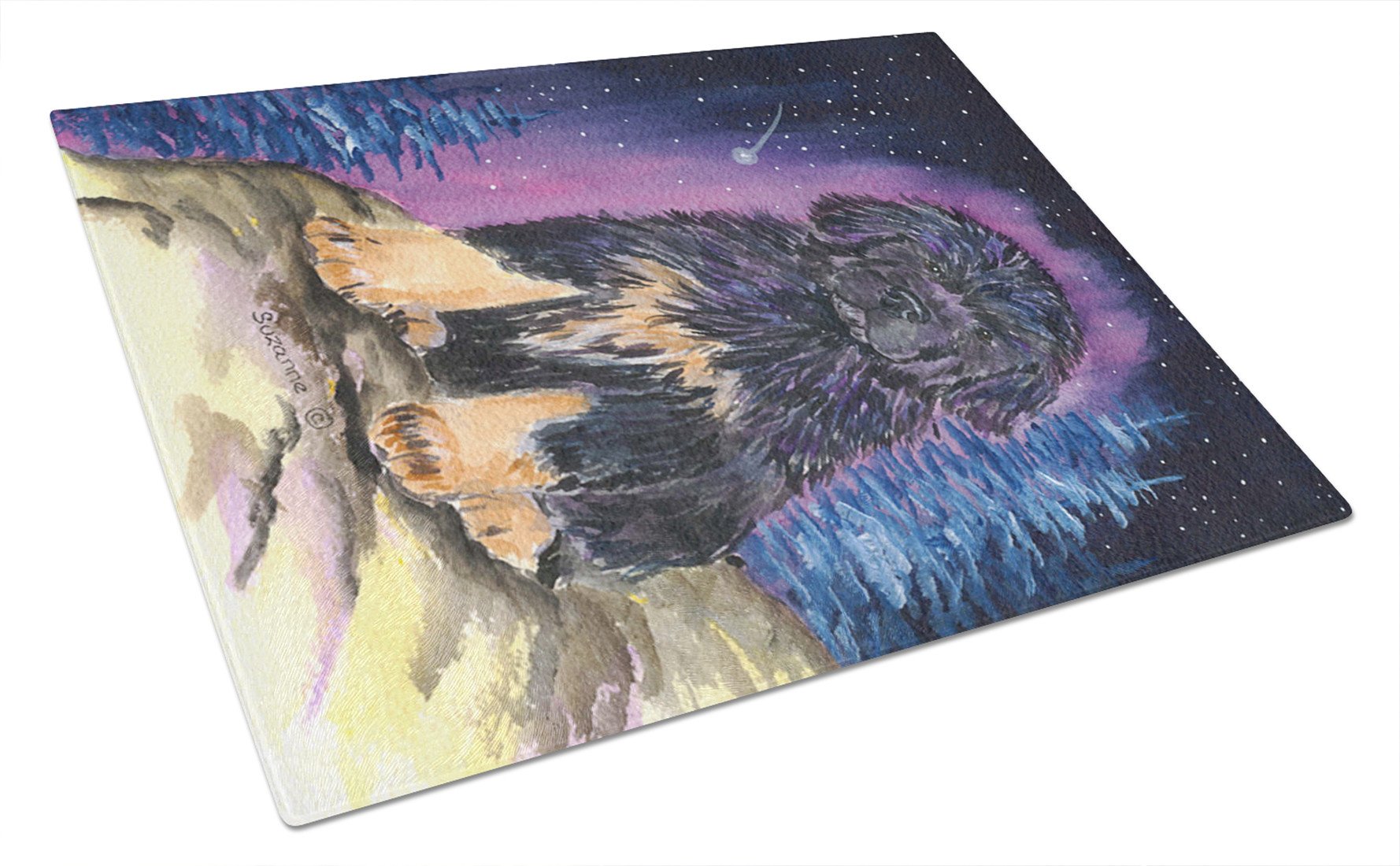 Starry Night Tibetan Mastiff Glass Cutting Board Large by Caroline's Treasures