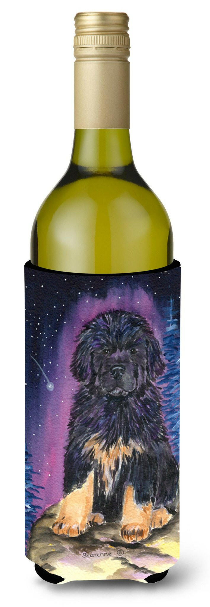 Starry Night Tibetan Mastiff Wine Bottle Beverage Insulator Beverage Insulator Hugger by Caroline&#39;s Treasures