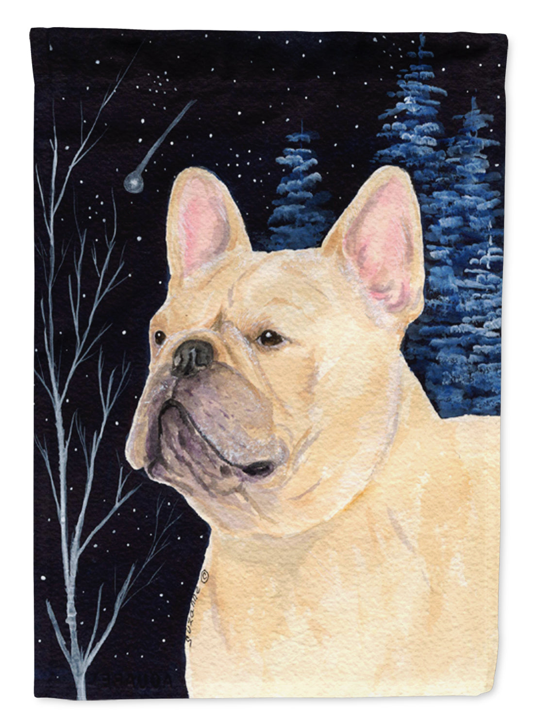 Starry Night French Bulldog Flag Canvas House Size  the-store.com.