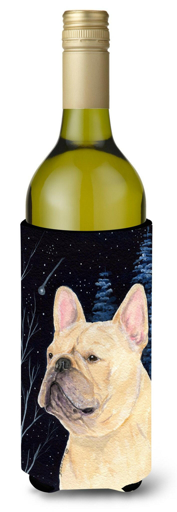 Starry Night French Bulldog Wine Bottle Beverage Insulator Beverage Insulator Hugger SS8441LITERK by Caroline&#39;s Treasures