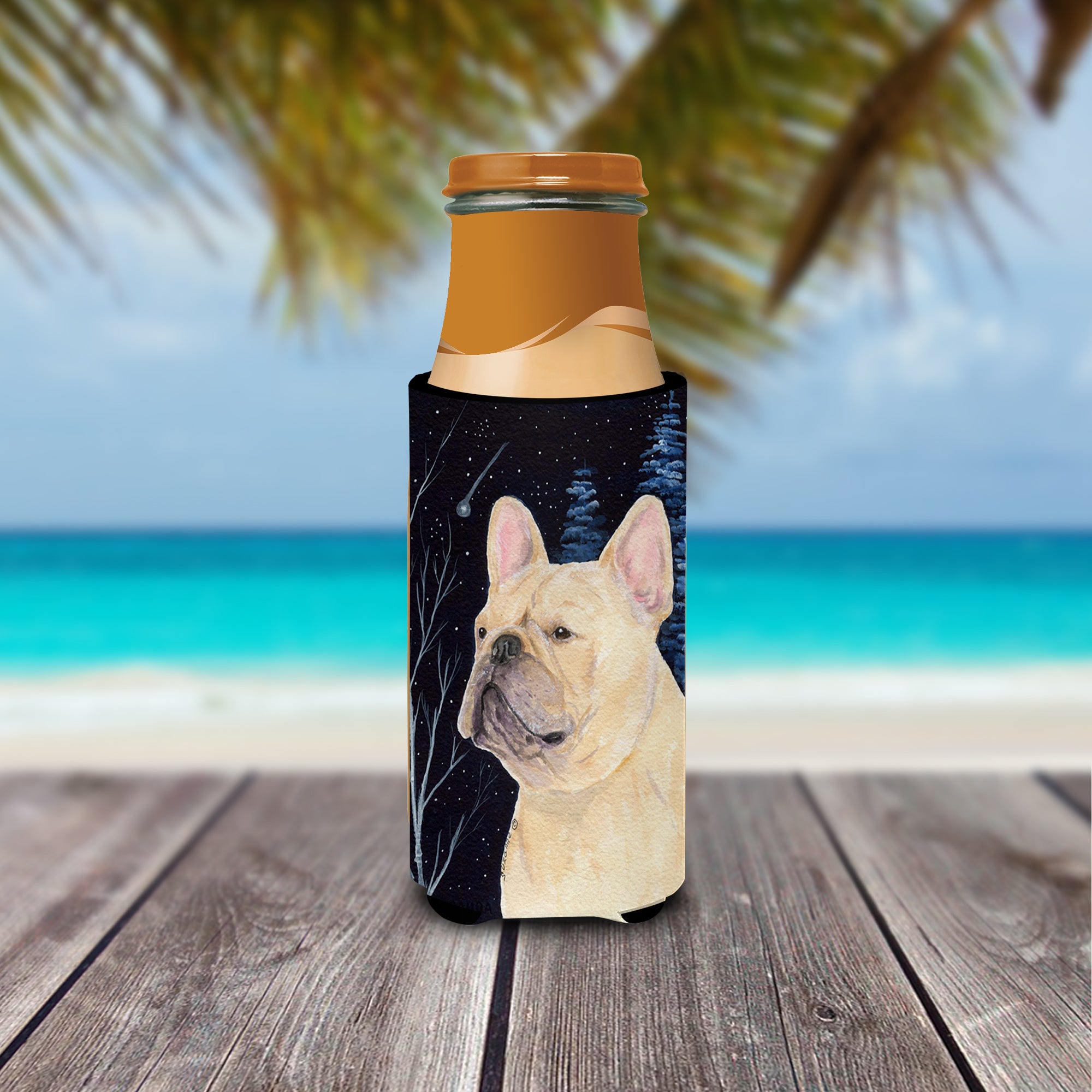 Starry Night French Bulldog Ultra Beverage Insulators for slim cans SS8441MUK.