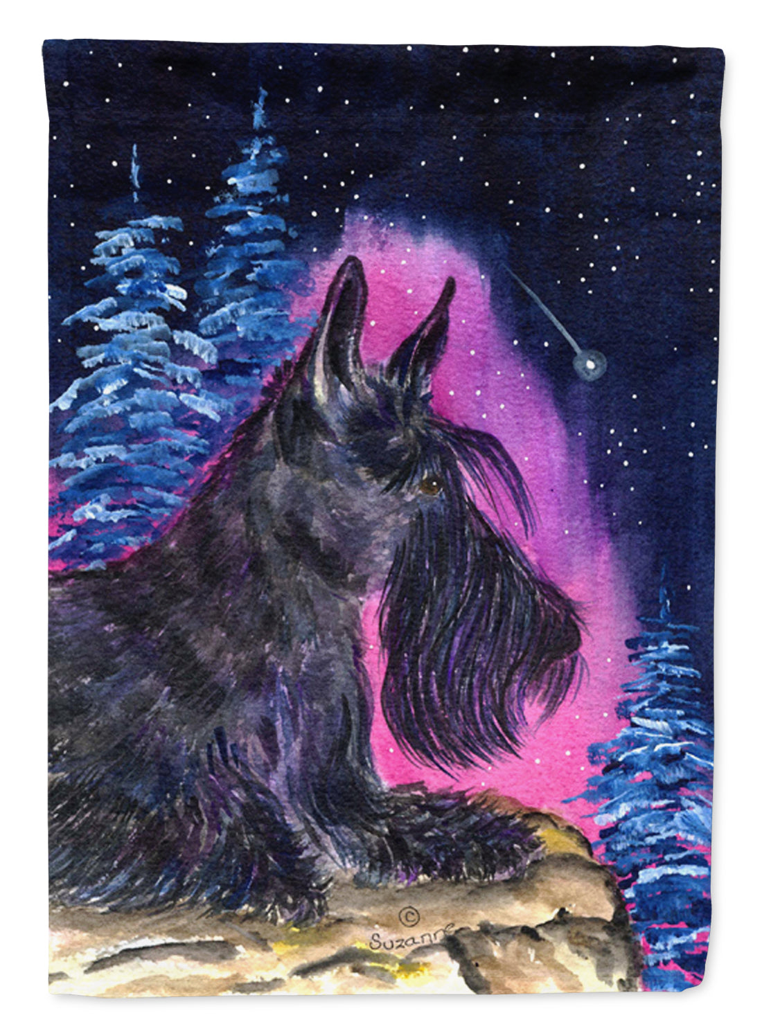 Starry Night Scottish Terrier Flag Canvas House Size  the-store.com.