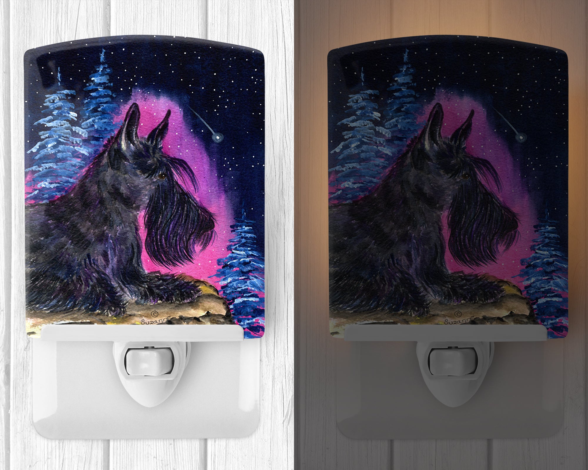 Starry Night Scottish Terrier Ceramic Night Light SS8442CNL - the-store.com