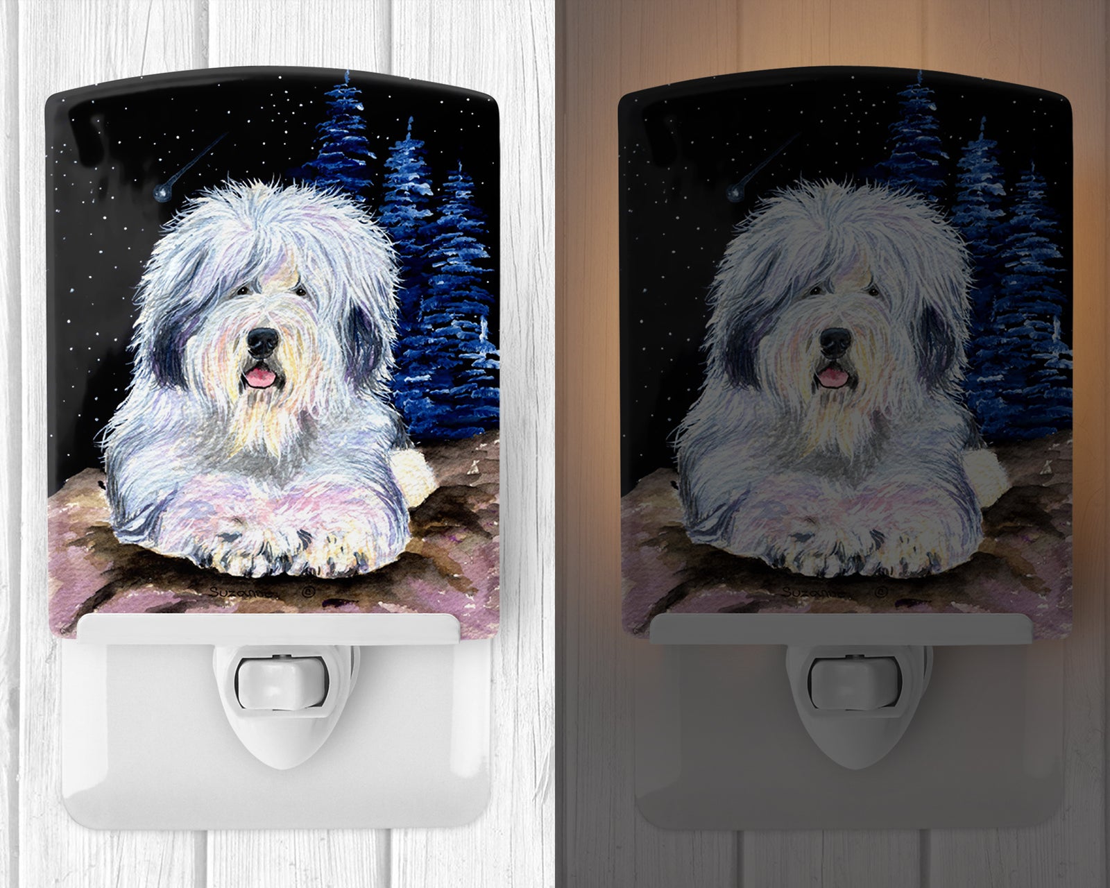Caroline's Treasures Starry Night Old English Sheepdog Ceramic Night Light SS8443CNL