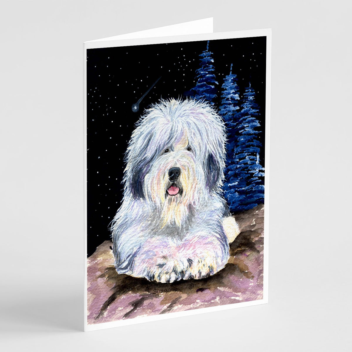 Buy this Starry Night Old English Sheepdog Greeting Cards and Envelopes Pack of 8