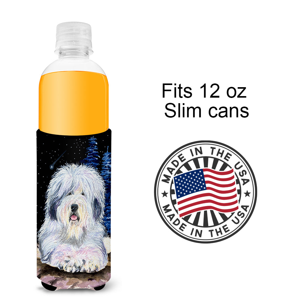 Starry Night Old English Sheepdog Ultra Beverage Insulators for slim cans SS8443MUK.