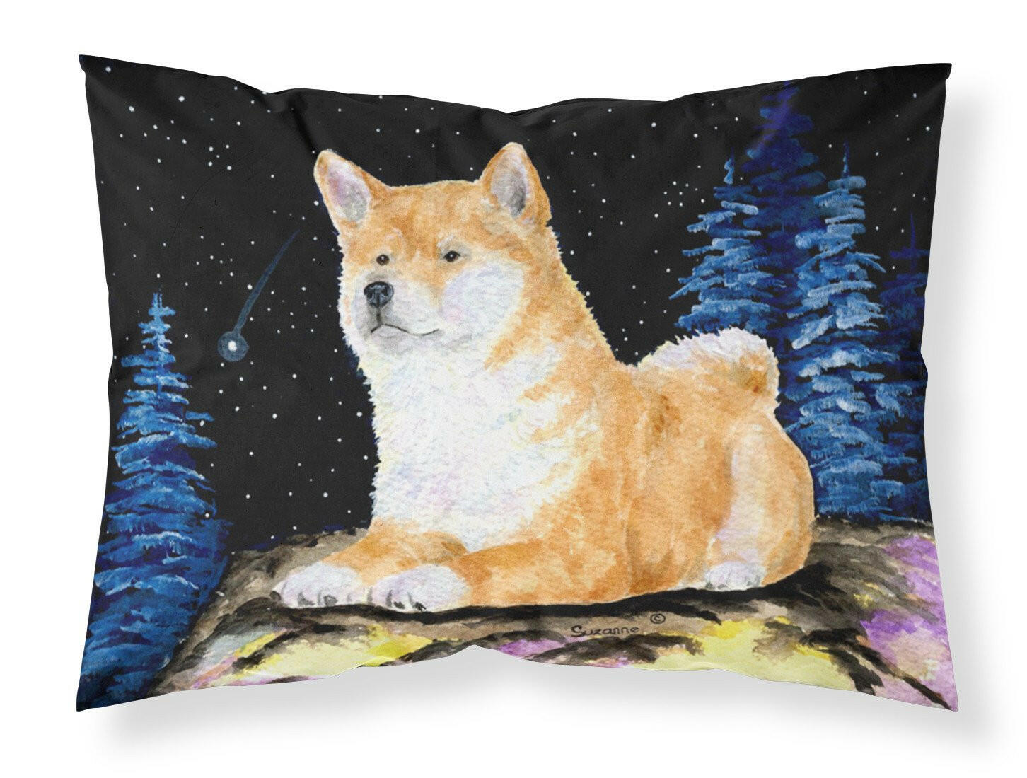 Starry Night Shiba Inu Moisture wicking Fabric standard pillowcase by Caroline's Treasures
