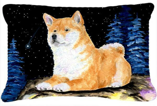 Starry Night Shiba Inu Decorative   Canvas Fabric Pillow by Caroline&#39;s Treasures