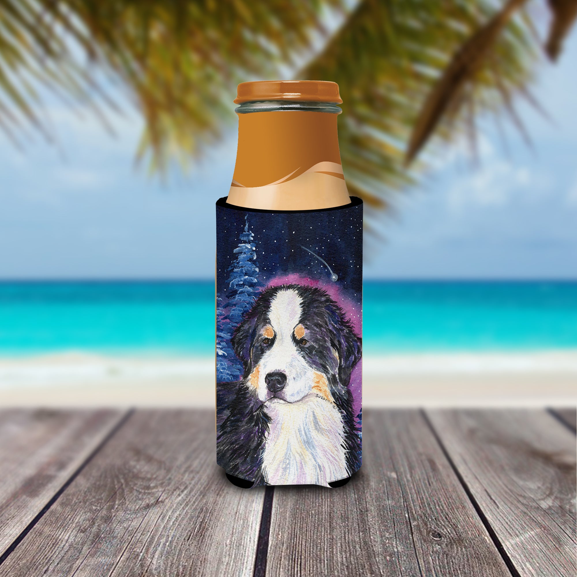 Starry Night Bernese Mountain Dog Ultra Beverage Insulators for slim cans SS8446MUK.