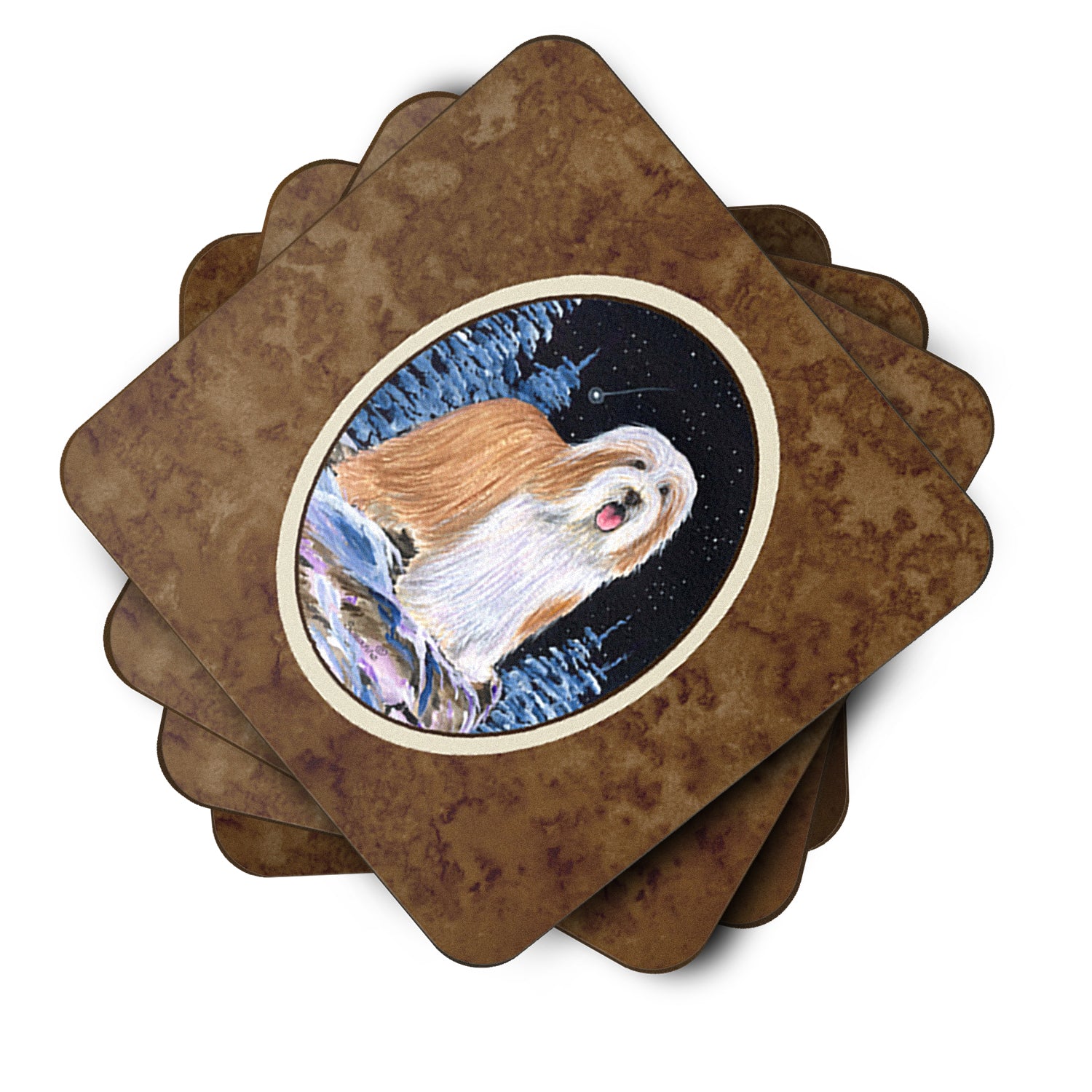 Starry Night Bearded Collie Foam Coasters Set of 4 - the-store.com