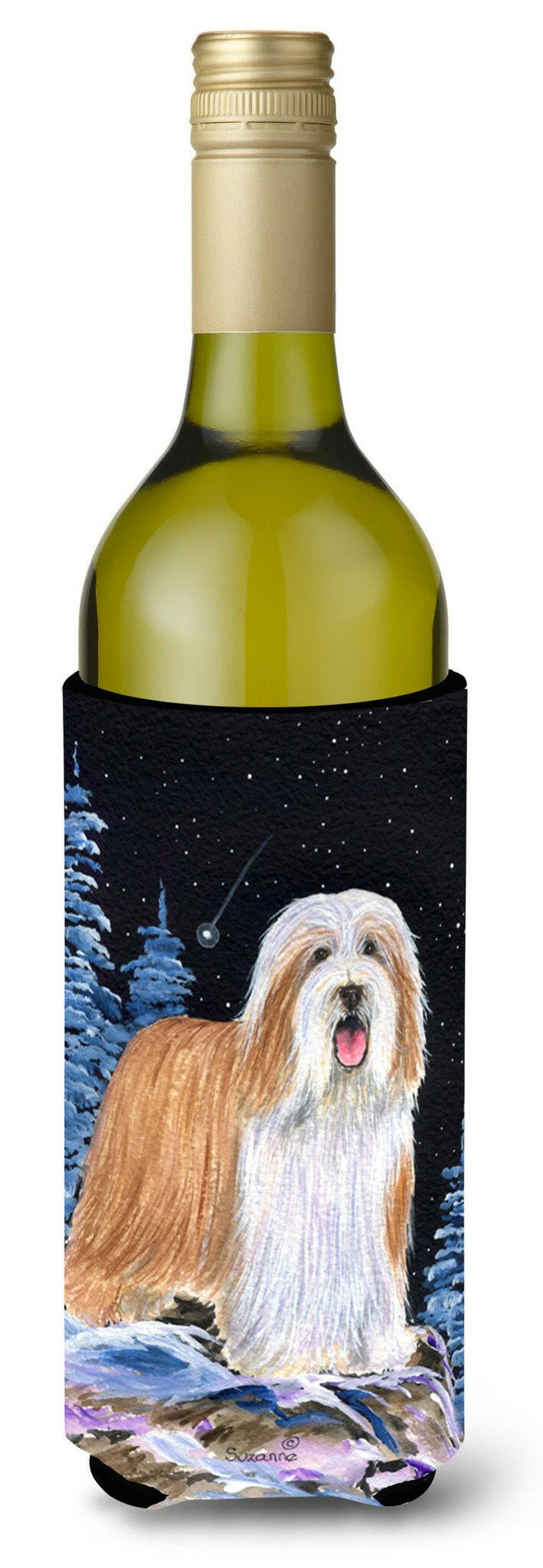 Starry Night Bearded Collie Wine Bottle Beverage Insulator Beverage Insulator Hugger by Caroline&#39;s Treasures