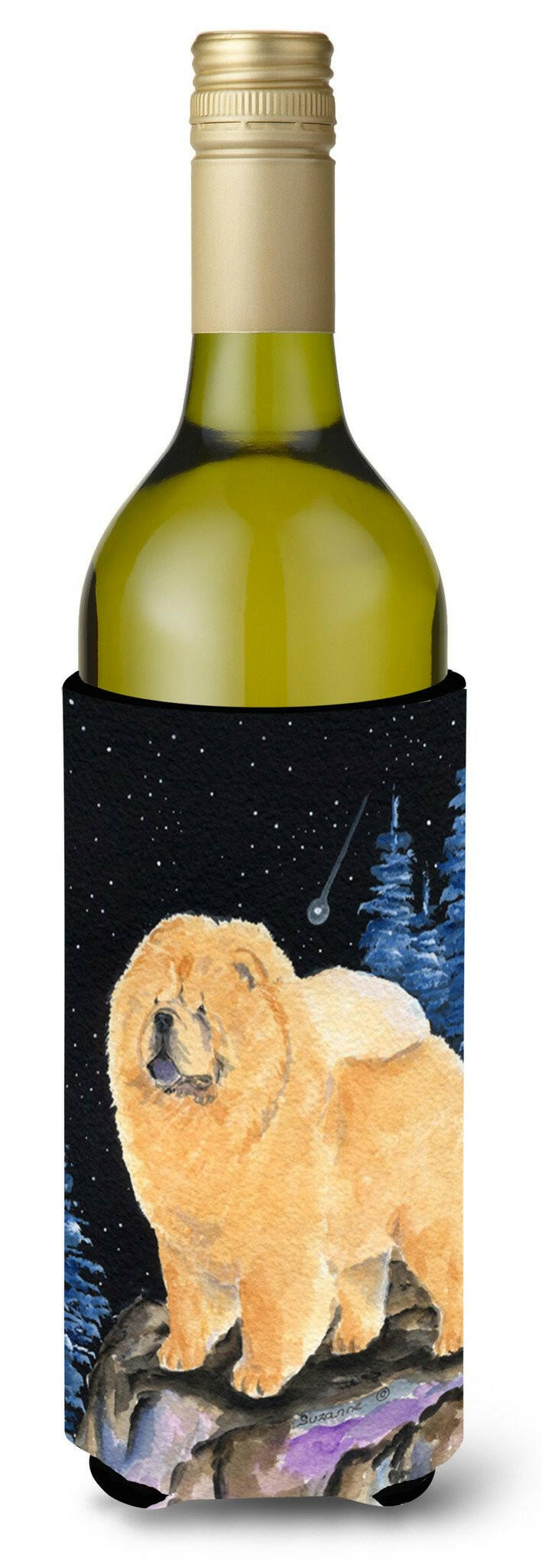 Starry Night Chow Chow Wine Bottle Beverage Insulator Beverage Insulator Hugger by Caroline&#39;s Treasures