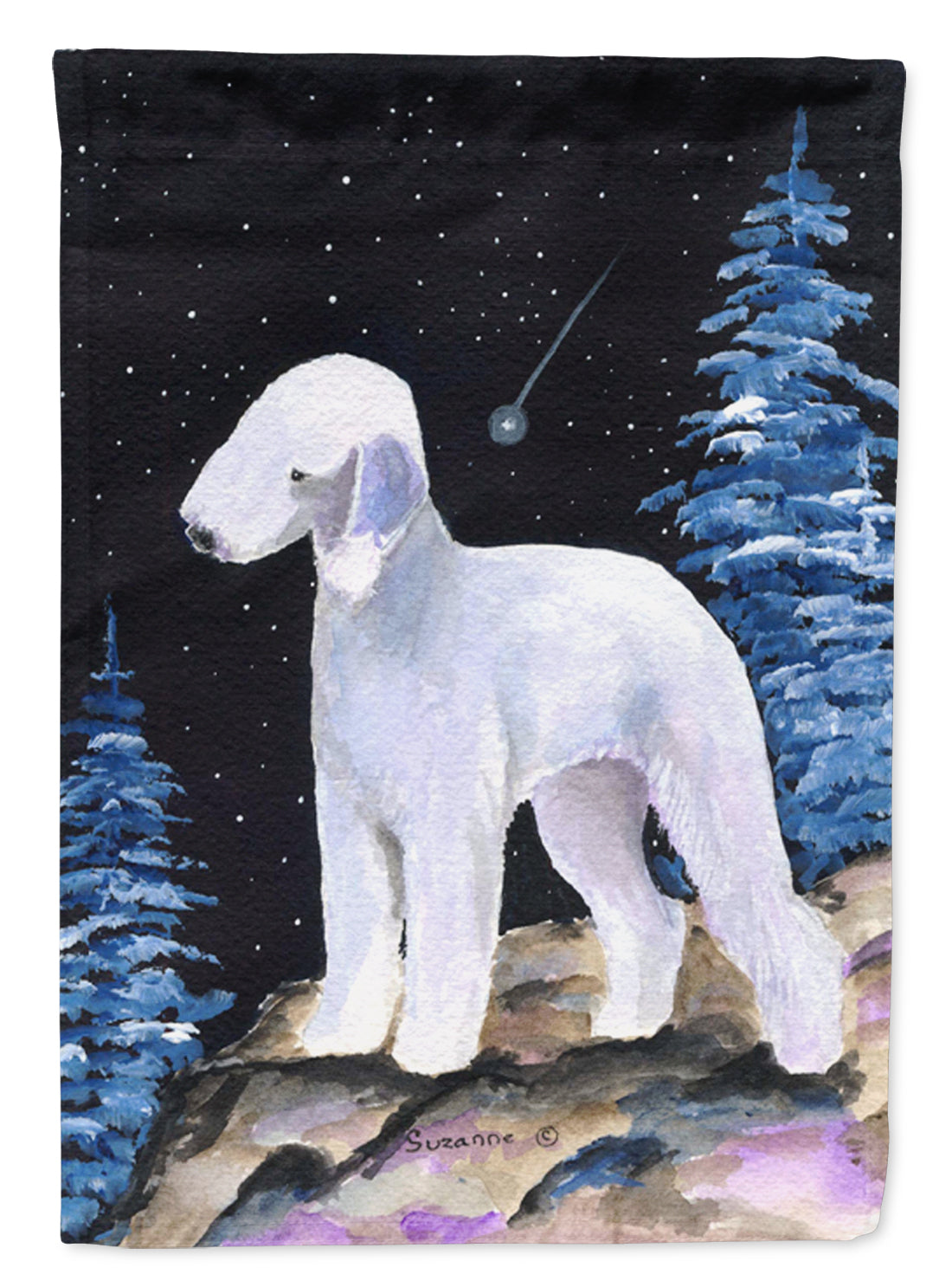 Starry Night Bedlington Terrier Flag Canvas House Size  the-store.com.