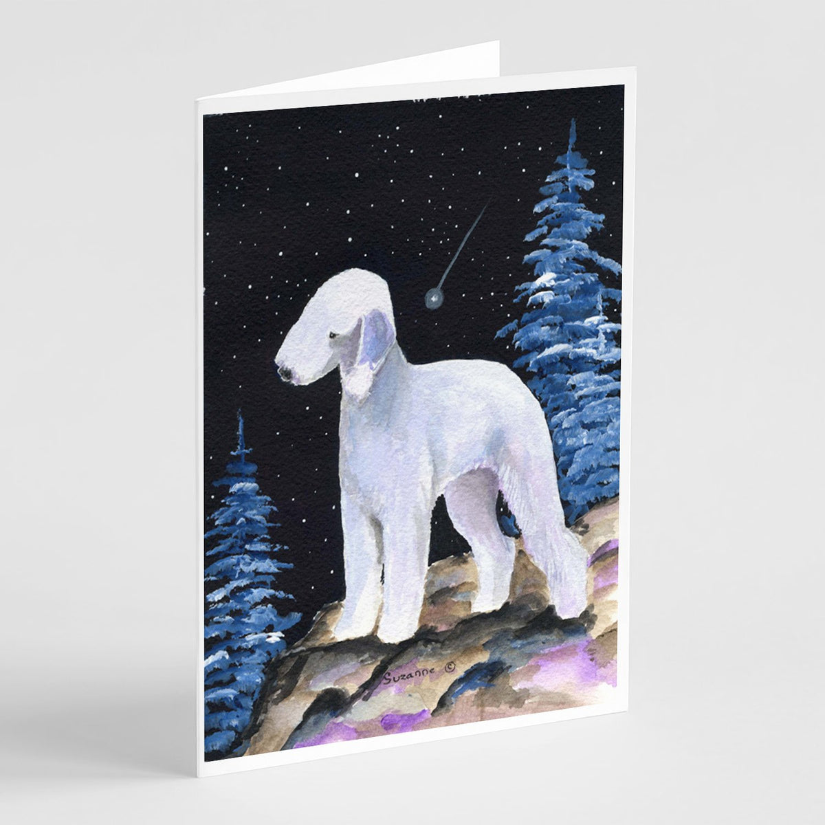 Buy this Starry Night Bedlington Terrier Greeting Cards and Envelopes Pack of 8